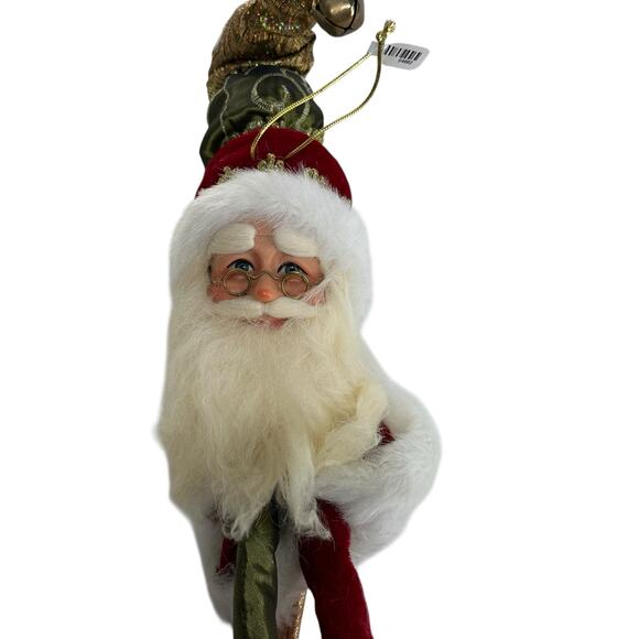 Vintage Santa Claus Hanging Ornament with Jingle Bell Legs Christmas Decor - Picture 9 of 10